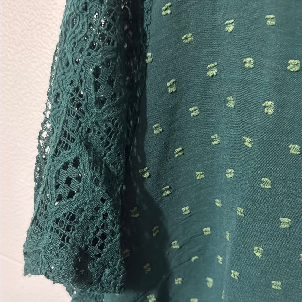 BloomChic Relaxed Green Ruffled Blouse - Picture 3 of 7